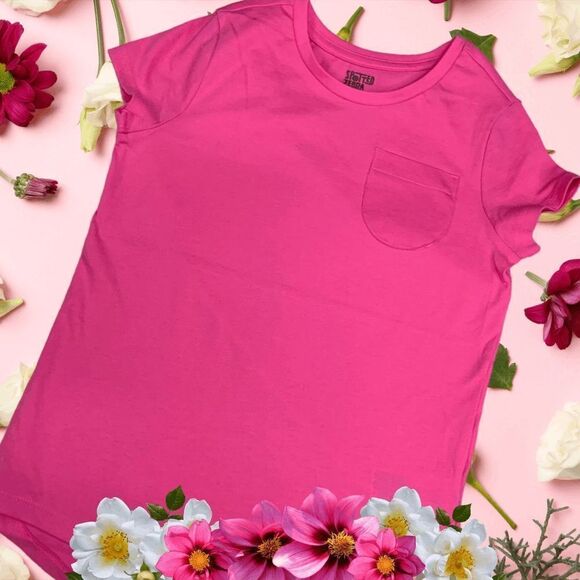 Spotted Zebra Girls size XXL 14 16 Pink cotton High low Pocket T-shirt top - Picture 11 of 11